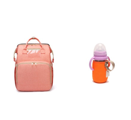 USB Charging Mommy Bed Backpack – Multi-Function Diaper Bag with Portable Crib