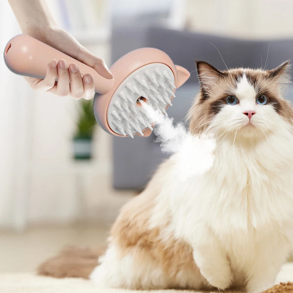 Rechargeable Pet Grooming Brush with Mist – Self-Cleaning Slicker Brush (Cats & Dogs)