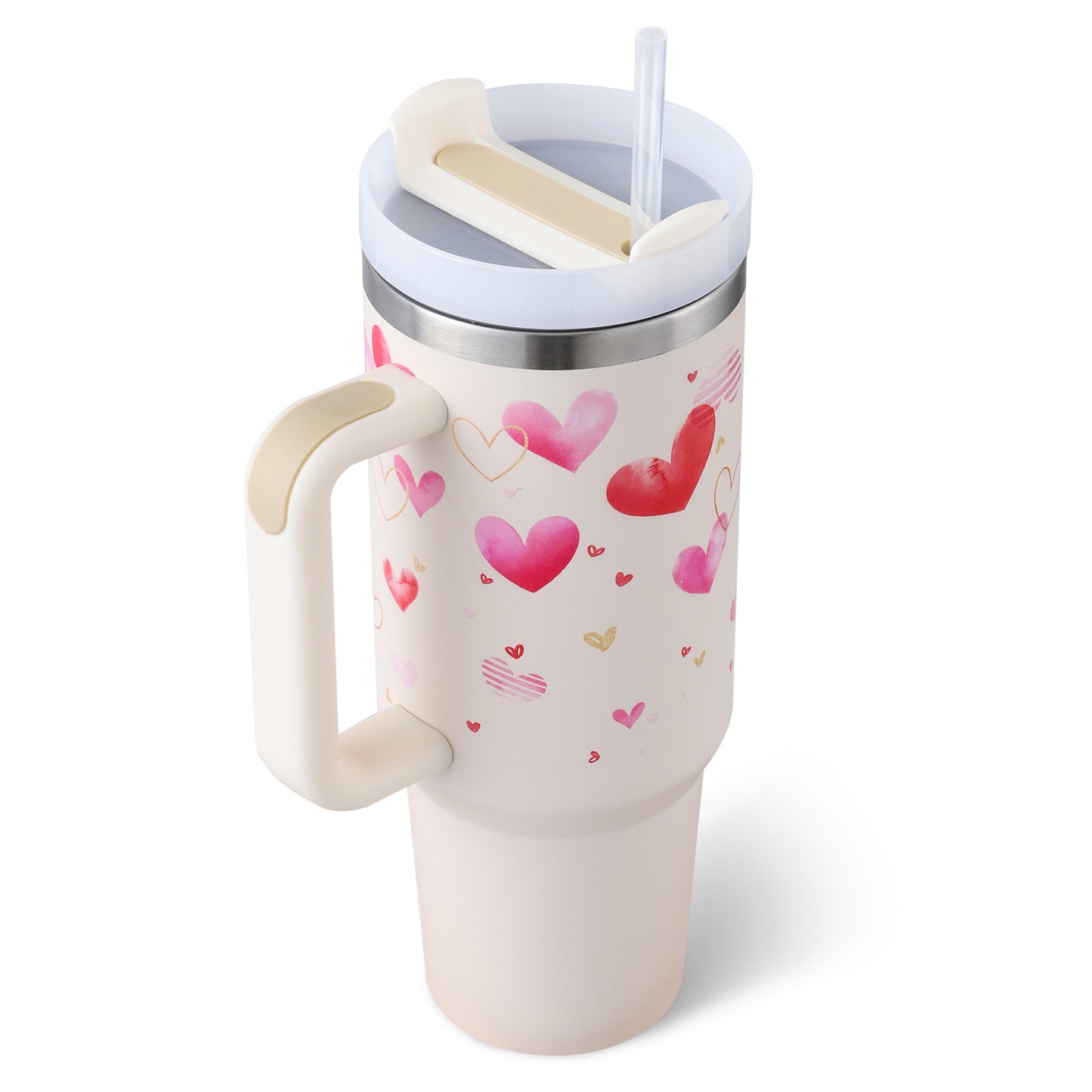 40oz Stainless Steel Tumbler with Handle & Straw – Insulated Spill-Proof Coffee Cup for Travel, Gym & Office