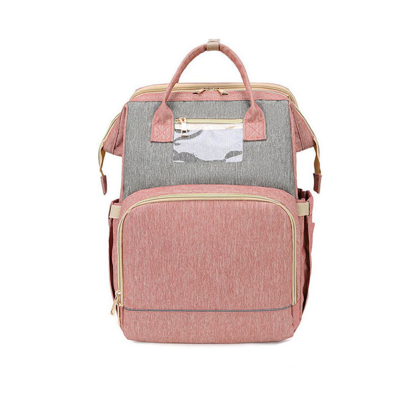 USB Charging Mommy Bed Backpack – Multi-Function Diaper Bag with Portable Crib