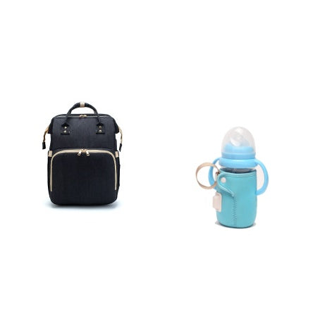 USB Charging Mommy Bed Backpack – Multi-Function Diaper Bag with Portable Crib