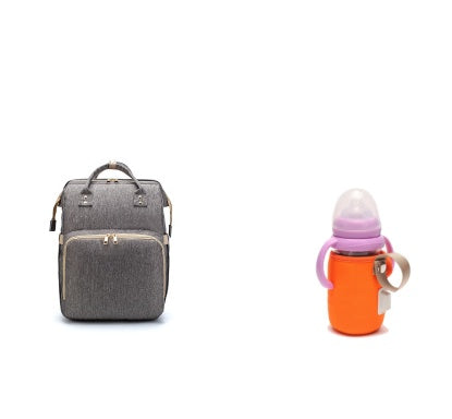 USB Charging Mommy Bed Backpack – Multi-Function Diaper Bag with Portable Crib