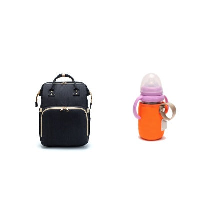 USB Charging Mommy Bed Backpack – Multi-Function Diaper Bag with Portable Crib