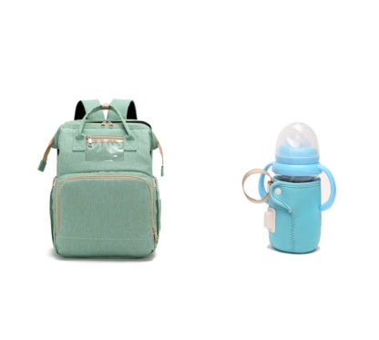 USB Charging Mommy Bed Backpack – Multi-Function Diaper Bag with Portable Crib