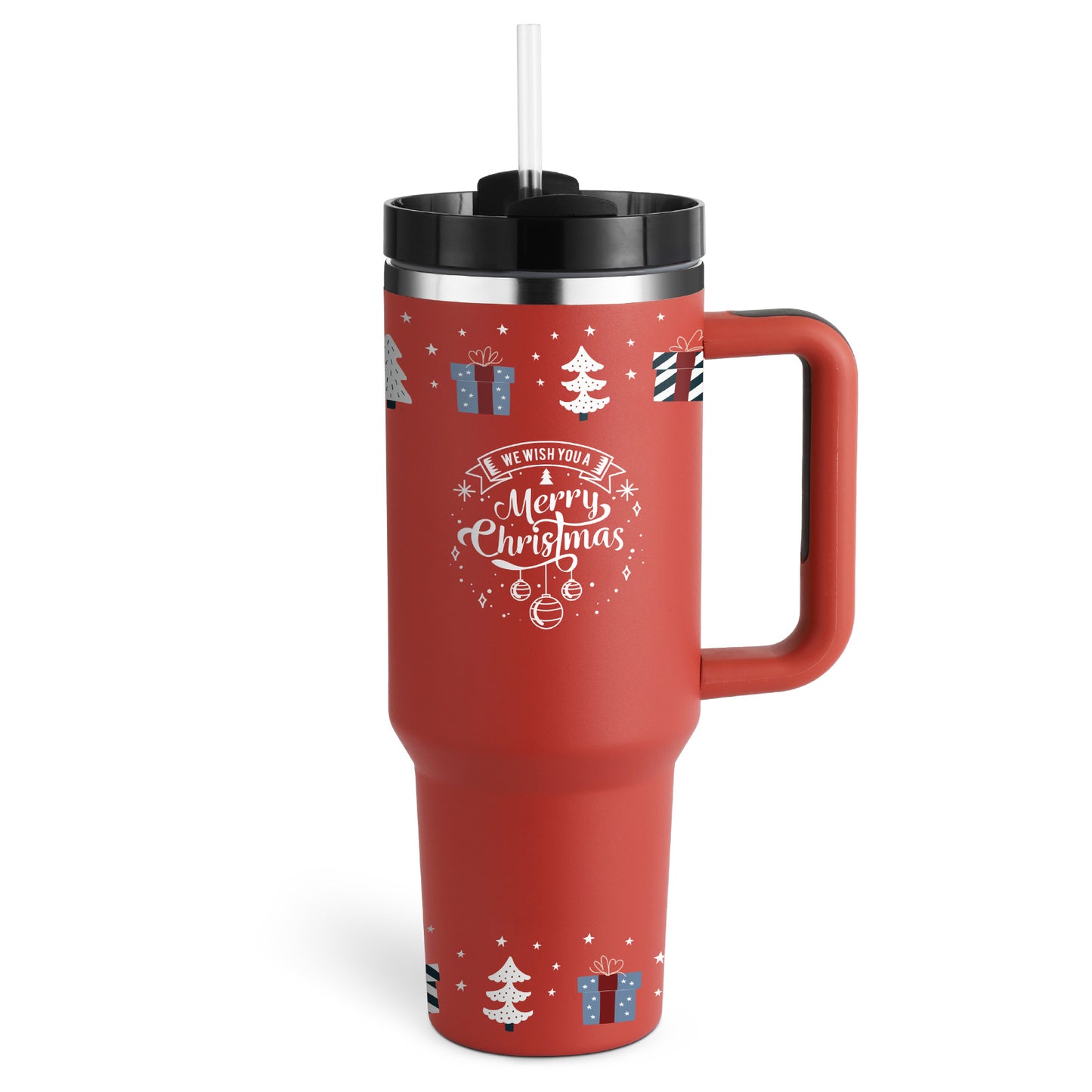 40oz Stainless Steel Tumbler with Handle & Straw – Insulated Spill-Proof Coffee Cup for Travel, Gym & Office
