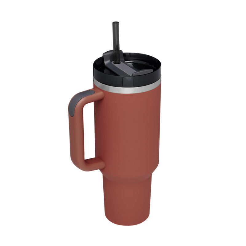40oz Stainless Steel Tumbler with Handle & Straw – Insulated Spill-Proof Coffee Cup for Travel, Gym & Office
