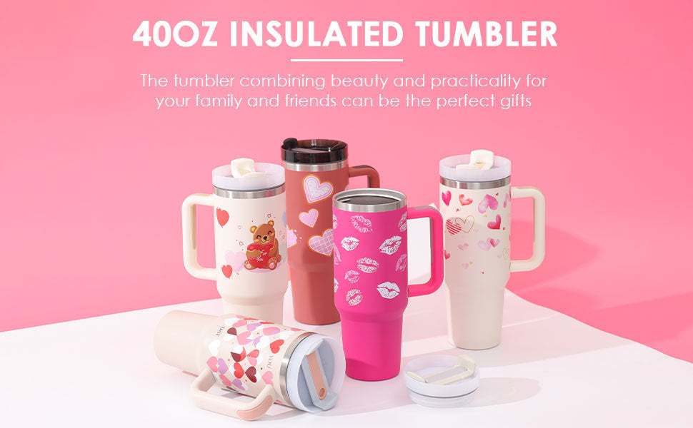 40oz Stainless Steel Tumbler with Handle & Straw – Insulated Spill-Proof Coffee Cup for Travel, Gym & Office