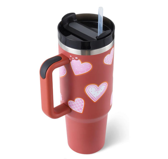 40oz Stainless Steel Tumbler with Handle & Straw – Insulated Spill-Proof Coffee Cup for Travel, Gym & Office