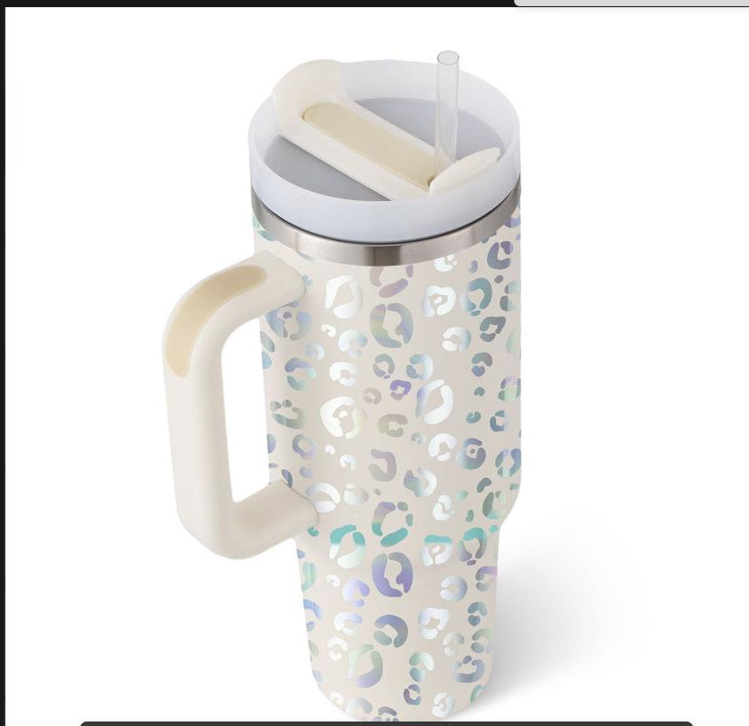 40oz Stainless Steel Tumbler with Handle & Straw – Insulated Spill-Proof Coffee Cup for Travel, Gym & Office