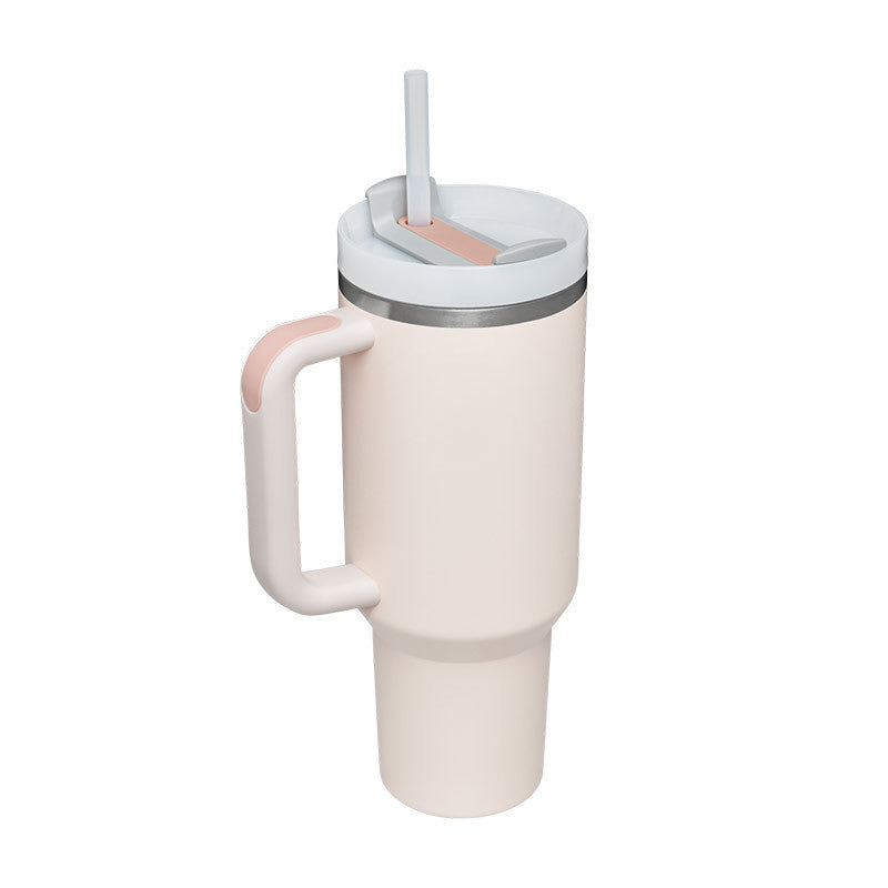 40oz Stainless Steel Tumbler with Handle & Straw – Insulated Spill-Proof Coffee Cup for Travel, Gym & Office