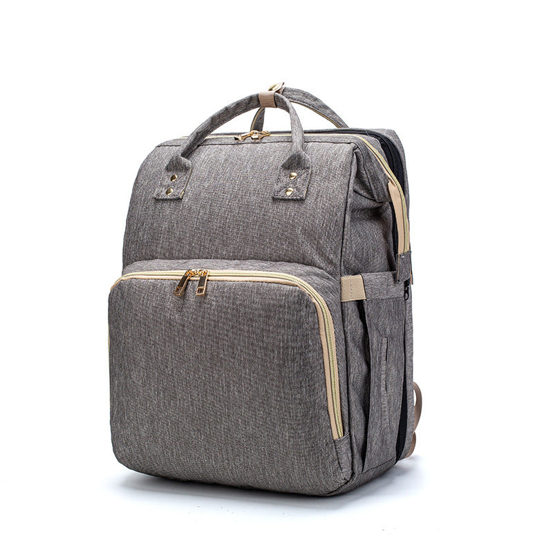 USB Charging Mommy Bed Backpack – Multi-Function Diaper Bag with Portable Crib