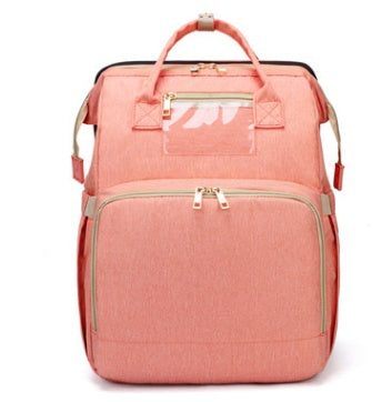 USB Charging Mommy Bed Backpack – Multi-Function Diaper Bag with Portable Crib