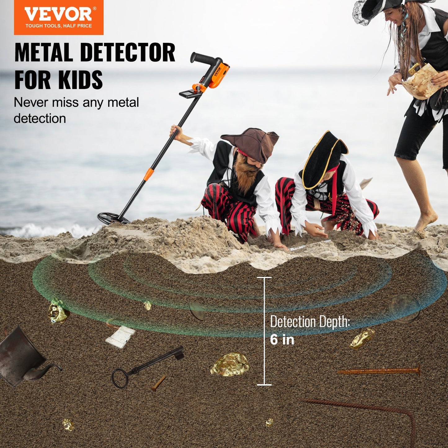 Kids' Metal Detector – Adjustable Waterproof Treasure Hunting Toy with LCD