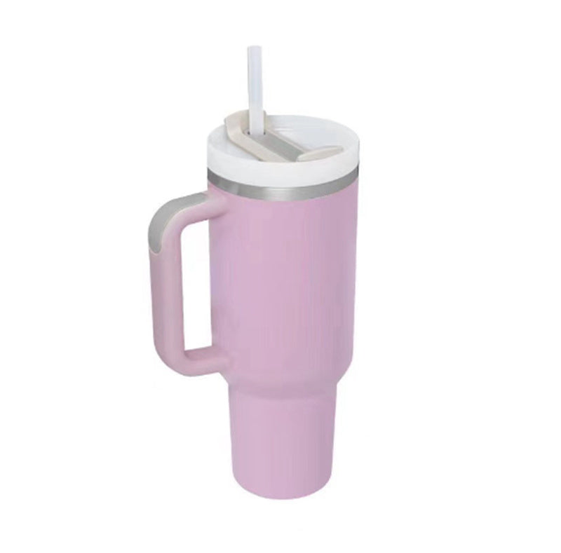 40oz Stainless Steel Tumbler with Handle & Straw – Insulated Spill-Proof Coffee Cup for Travel, Gym & Office