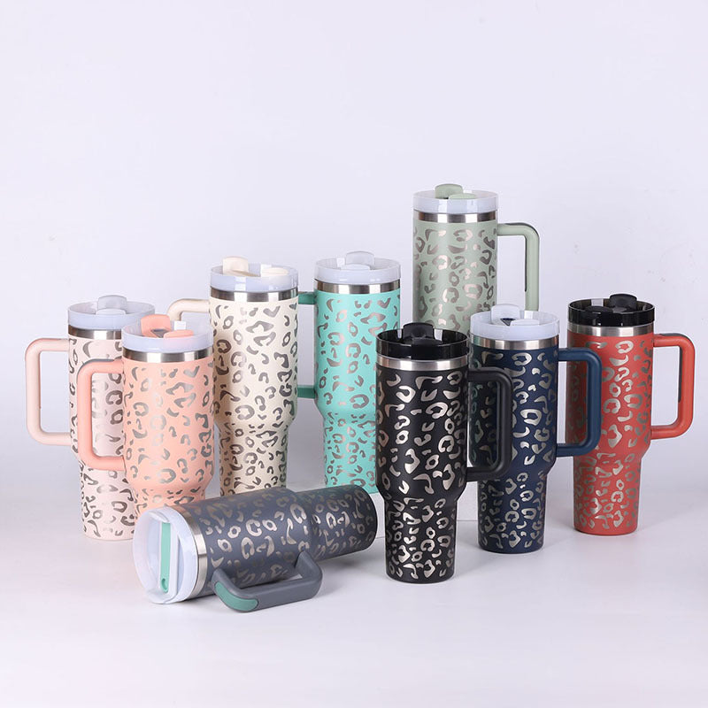 40oz Stainless Steel Tumbler with Handle & Straw – Insulated Spill-Proof Coffee Cup for Travel, Gym & Office