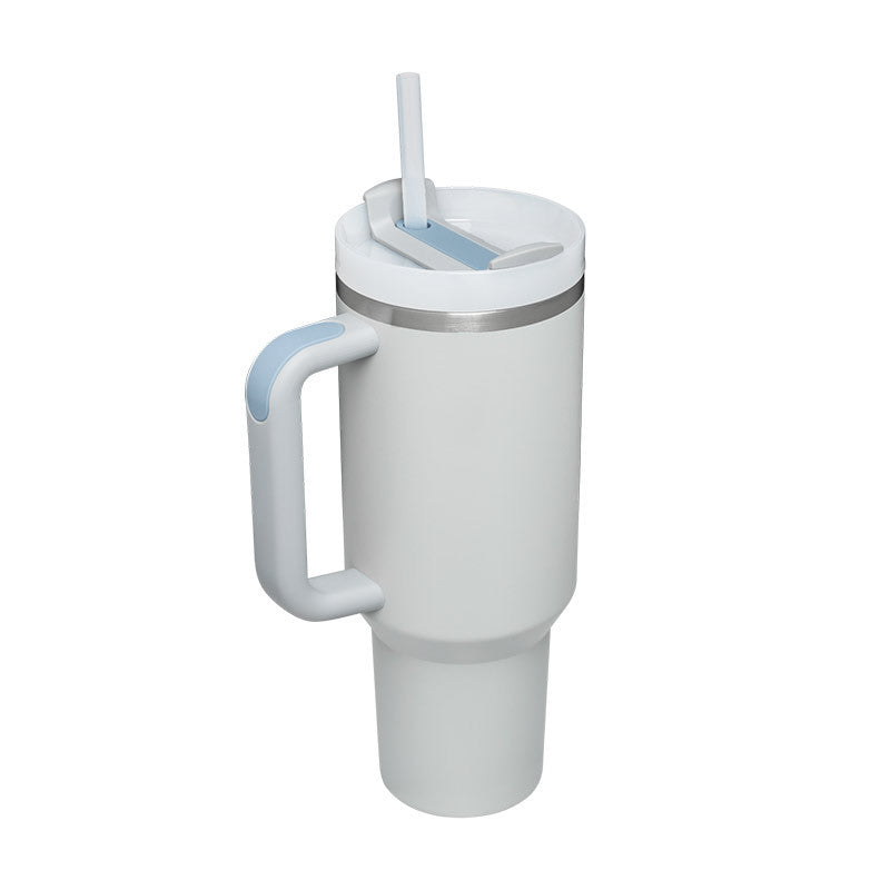 40oz Stainless Steel Tumbler with Handle & Straw – Insulated Spill-Proof Coffee Cup for Travel, Gym & Office