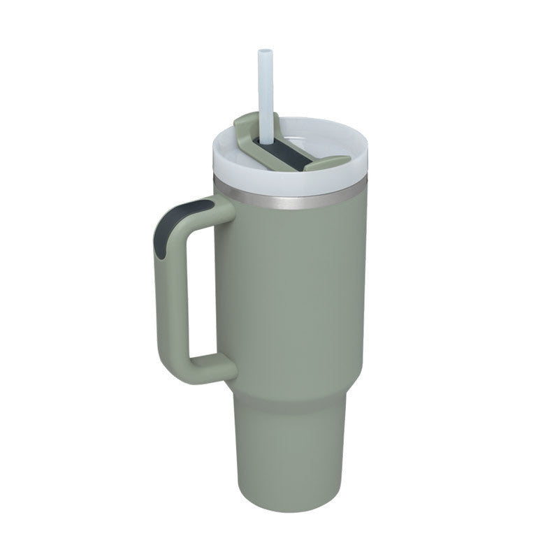40oz Stainless Steel Tumbler with Handle & Straw – Insulated Spill-Proof Coffee Cup for Travel, Gym & Office