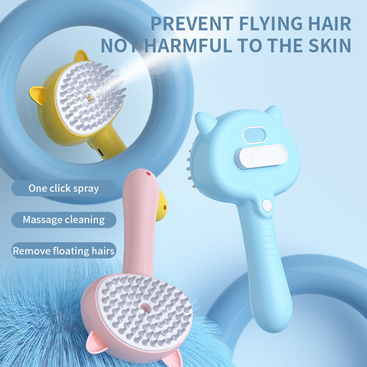 Rechargeable Pet Grooming Brush with Mist – Self-Cleaning Slicker Brush (Cats & Dogs)